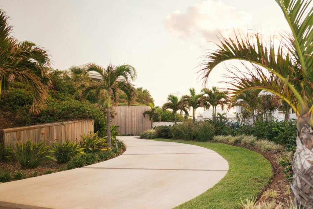 Landscaping design with drought-tolerant plants for UAE villas
