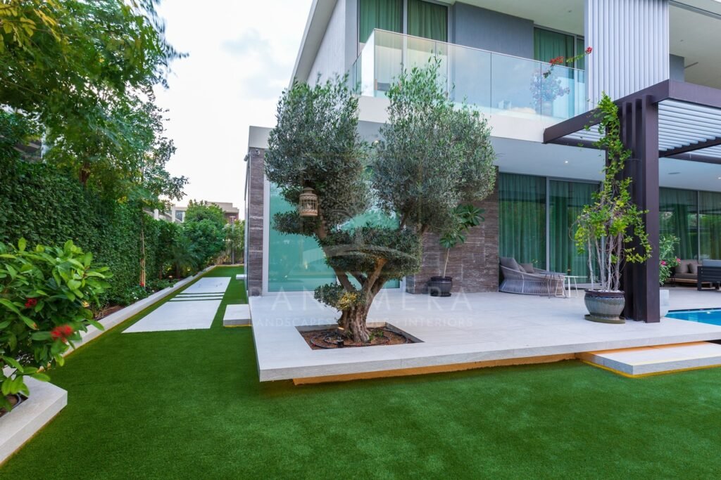 Professional landscaping services in UAE villa garden