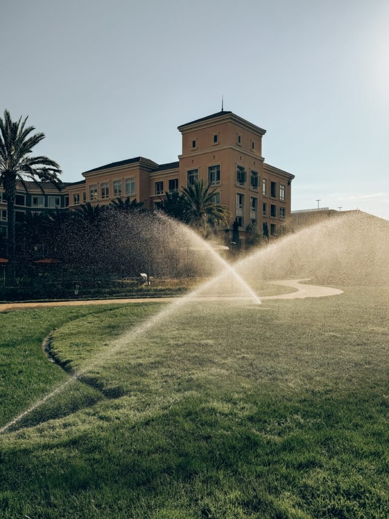 Automatic sprinkler system in a commercial landscape